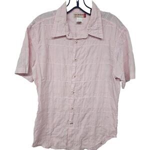 Vintage Guess Women’s Pink Shirt Medium Patchwork Short Sleeve Pastel